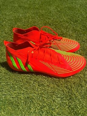 Adidas predator elite .1FG Cleats with orange & Neon Green Accents